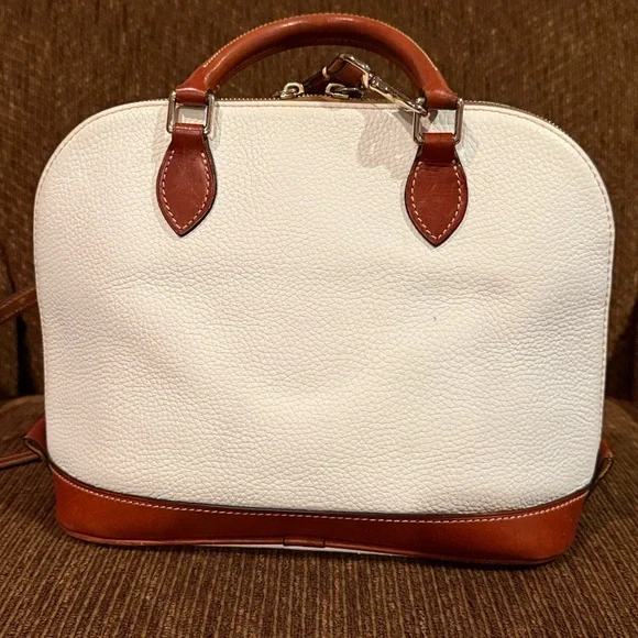 Dooney & Bourke Pebble Grain Zip Zip Satchel in White - Picture 2 of 15